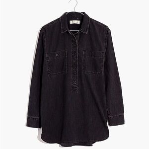 Madewell Denim Popover Top in Black Wash